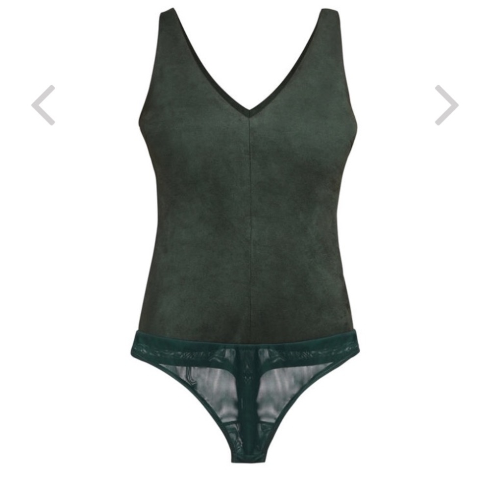 BCBGMAXAZRIA Mya Faux-Suede Bodysuit - NWOT